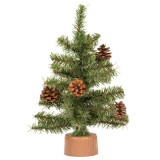 Braduț birou 30cm Verde, 46 V&acirc;rfuri, Conuri Decorative