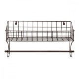 Cumpara ieftin Suport prosop de perete cu etajera din fier maro 44x12x25 cm