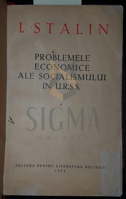 PROBLEMELE ECONOMICE ALE SOCIALISMULUI IN U R S S