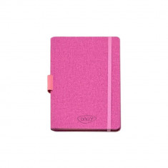 Agenda Dictando Nedatata DACO, 160 File, 14.2x21 cm, Format A5, 70 g/m?, cu Elastic, Imitatie de Piele/Textil, Roz, Agenda Nedatata, Agende Birou cu 1 foto