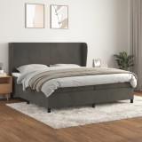 Cumpara ieftin Gossi pat box spring cu saltea, gri inchis, 200x200 cm, catifea