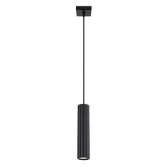 Lampă Suspendată Karbon Negru Din Aluminiu, 1 Bec Tub Minimalist De Interior.
