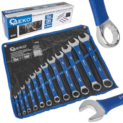 Set chei combinate cu maner antialunecare, 6-32 mm, 12 bucati, Geko G11141 foto