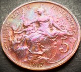 Cumpara ieftin Moneda istorica 5 CENTIMES - FRANTA, anul 1917 *cod 4023 = EXCELENTA SUPERPATINA