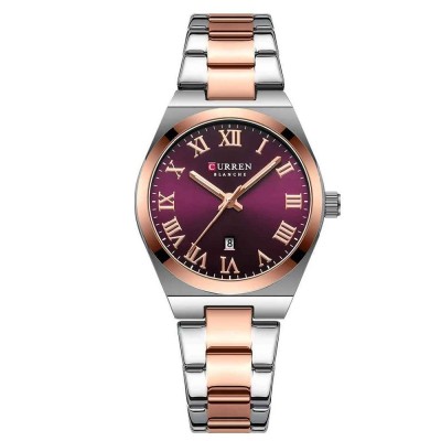 Ceas Dama CURREN 9095L Elegant, Quartz, Cadran cu Cifre Romane, Calendar, Bratara Metalica, Rezistent la Apa 3 ATM foto