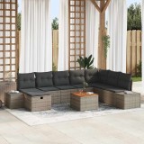 Cumpara ieftin Set de canapele pentru grădină cu pernă 9 pcs Gri Rattan poli