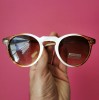 Ochelari Soare Dama Unisex Retro Rotunzi Degrade UV400 Designer Maro/Alb Fumuriu XS/S/M