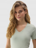 Tricou unicolor cu bumbac organic pentru femei - verde, 4F Sportswear