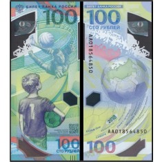 Rusia 2018 - 100 ruble, necirculata - polimer, comemorativ - fotbal