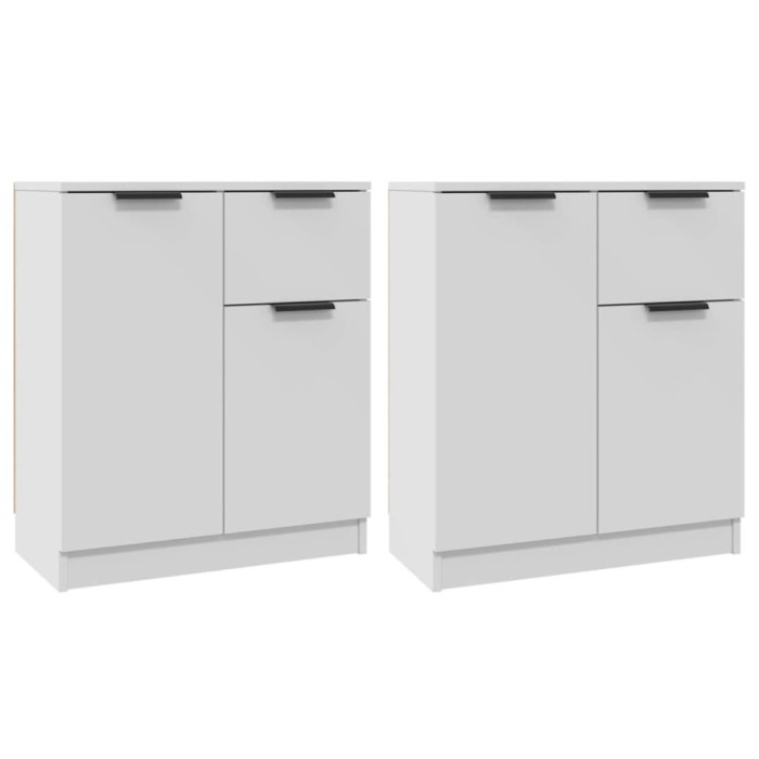 Servante, 2 piese, alb, 60x30x70 cm, lemn prelucrat