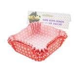 Set hartii pentru muffin, Patrate, Rosu cu buline albe, 8x8x3 cm, 30 buc