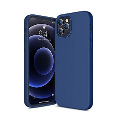 Huse silicon antisoc cu microfibra in interior Iphone 12 Pro Max , Albastru