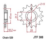 Pinion fata 14 dinti pas lant 520 - Aprilia Pegaso 650 ie (05-10) - Honda NX 650 Dominator (89-00) - Yamaha MT-03 660 - XT 660 (05-16)