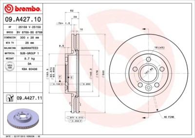 BREMBO 09.A427.11 PRIME LINE - UV Coated Disc frana foto