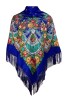 Esarfa tip sal cu flori, Dacali, albastru, 107 x107 cm, Marime universala
