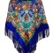 Esarfa tip sal cu flori, Dacali, albastru, 107 x107 cm