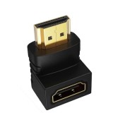 Cumpara ieftin Mini Adaptor dublu HDMI cu unghi 90 grade, HDMI mama - HDMI tata - Negru