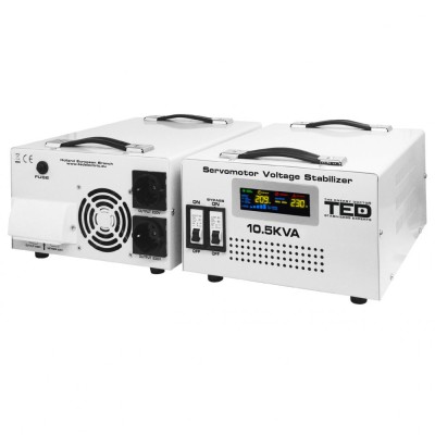 Stabilizator tensiune monofazat 6KW 6000W cu ServoMotor si 2 iesiri Schuko + ecran LCD cu valorile tensiunii, TED Electric TED000033 foto