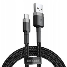 CABLU alimentare si date Baseus Cafule, Fast Charging Data Cable pt. smartphone, USB la USB Type-C 2A, 2m, gri + negru &quot;CATKLF-CG1&quot; (timbru verde 0.08