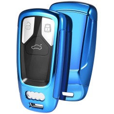 Husa Cheie Audi SmartKey TPU+PC Albastra