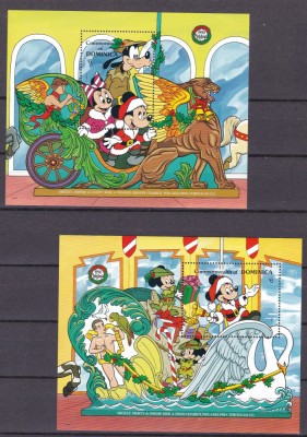 Dominica 1990 Disney Craciun MI bl.174, 175 MNH foto
