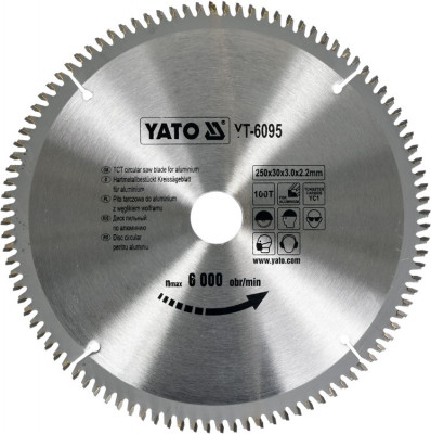 Disc fierastrau wolfram pentru aluminiu 250 mm x 100T YATO foto