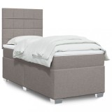Gossi pat box spring cu saltea, gri taupe, 90x200 cm, textil