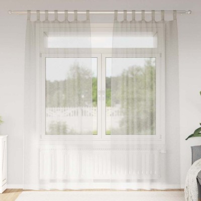 Perdele cu perdele 2 pcs Crem 140 x 260 cm Poliester foto