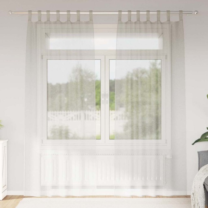 Perdele cu perdele 2 pcs Crem 140 x 260 cm Poliester