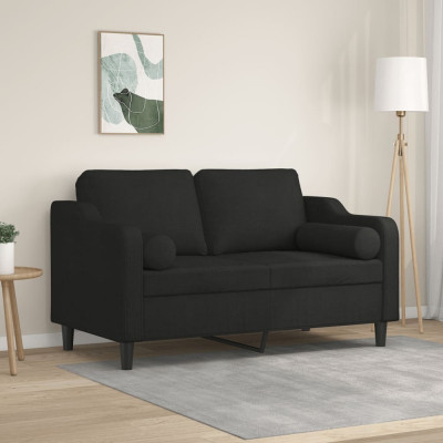 vidaXL Canapea cu 2 locuri cu pernuțe, negru, 120 cm, textil foto