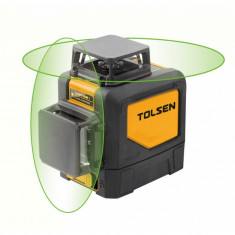 Nivela laser cu doua planuri autonivelare Tolsen, 360 grade, 30 m, linie de aliniere, fascicul verde