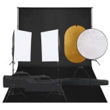 Cumpara ieftin Kit studio foto cu set de lumini, fundal si reflector