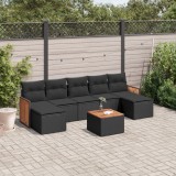 Cumpara ieftin Gossi set mobilier de gradina cu perne, 8 piese, negru, poliratan