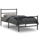 VidaXL Cadru pat metalic cu tăblii de cap/picioare&nbsp; negru, 100x200 cm