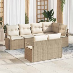 vidaXL Set de canapele pentru grădină 7 pcs Bej Rattan poli 3346421