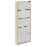 Cumpara ieftin Pantofar cu 5 niveluri si oglinda, stejar, 63 x 17 x 169,5 cm