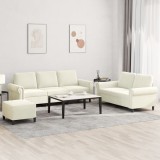 vidaXL Set de canapele cu perne, 3 piese, crem, catifea 3202268