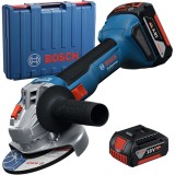 Bosch GWS 18V-8 - Polizor unghiular cu 2 acumulatori Li-Ion 18 V 4 Ah 125 mm valiza plastic