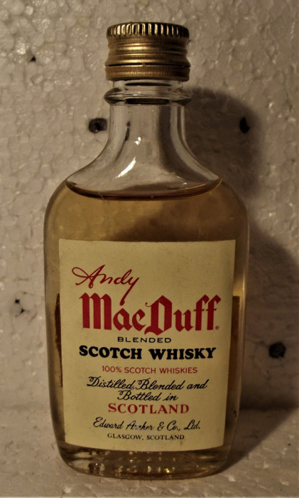 RARE WHISKY miniaturi MACDUFF, CL 4 GR, 43, ANI 70/80 IMPORTED SASSANO ITALY