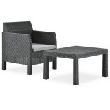 Cumpara ieftin Set mobilier de gradina cu perne, 2 piese, antracit, PP ratan