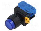 Comutator acționat prin apăsare 22mm LED IP65 albastru IDEC YW
