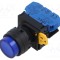Comutator acționat prin apăsare 22mm LED IP65 albastru IDEC YW