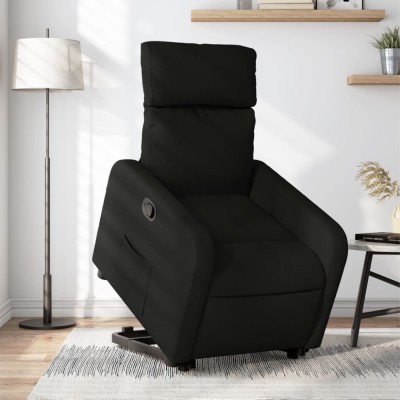 vidaXL Fotoliu rabatabil cu ridicare pe verticală, negru, textil 3206701 foto