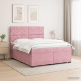 Cumpara ieftin Pat boxspring cu saltea cu headboard Roz 160 x 200 cm Catifea