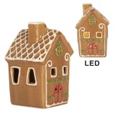 Casuta Craciun ceramica multicolora cu led 8x8x12 cm
