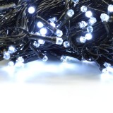 Instalatie brad de craciun lineara, 8 jocuri de lumini, beculet in 6 colturi, 17 m din care 1m prelungitor 220v, 200 led, controler, alb rece, Oem