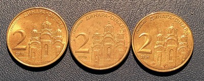 2 dinari Serbia (2018, 2019, 2020) foto