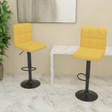 VidaXL Scaune de bar, 2 buc., galben muștar, material textil