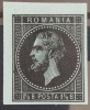 Romania 1872/79 - Eseu Carol l ,1 cu 1/2 bani negru pe albastru-verzui, Nestampilat