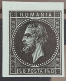 Romania 1872/79 - Eseu Carol l ,1 cu 1/2 bani negru pe albastru-verzui